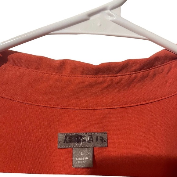 J Jill 100% Silk Button Down Orange Long Sleeve Top - Picture 4 of 7